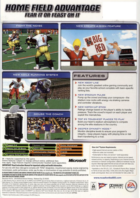 Ncaa Football 2005 — box-2D-back (US)