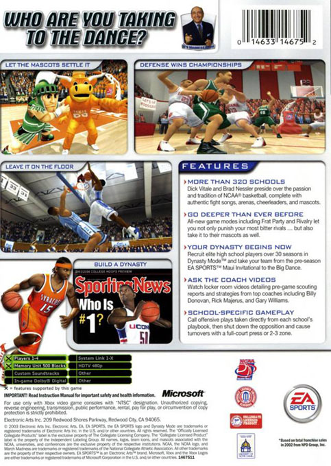 Ncaa March Madness 2004 — box-2D-back (US)