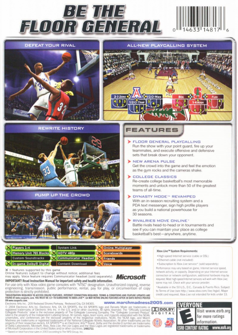 Ncaa March Madness 2005 — box-2D-back (US)