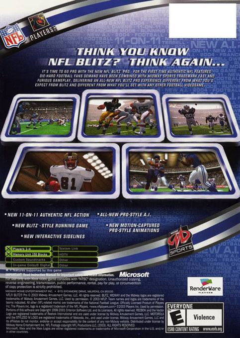 NFL Blitz Pro — box-2D-back (US)