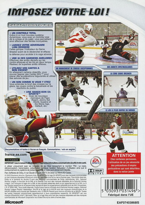 NHL 2003 — box-2D-back (FR)