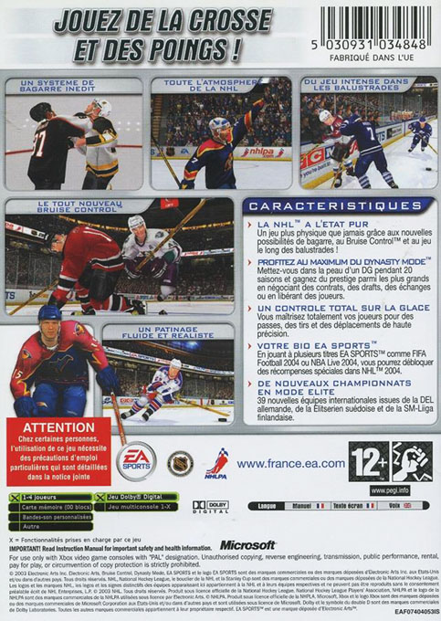 NHL 2004 — box-2D-back (FR)