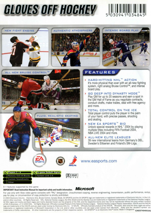 NHL 2004 — box-2D-back (AU)
