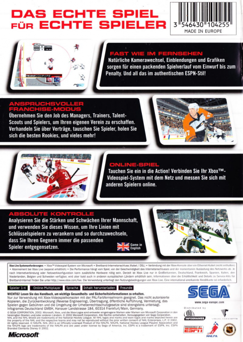 NHL 2K3 — box-2D-back (DE)