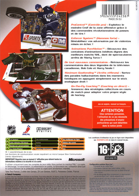 Nhl 2k6 — box-2D-back (FR)
