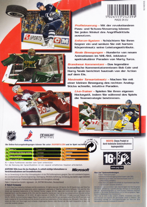 Nhl 2k6 — box-2D-back (DE)