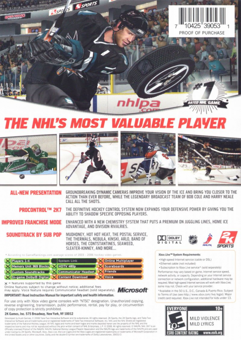 NHL 2K7 — box-2D-back (US)