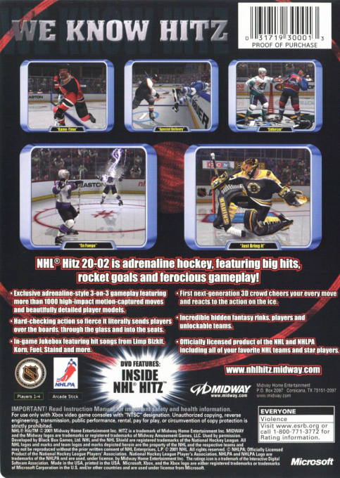 NHL Hitz 20-02 — box-2D-back (US)