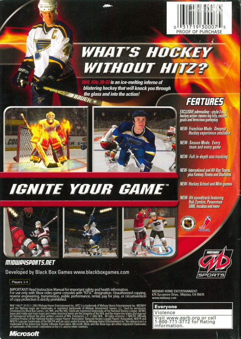 NHL Hitz 20-03 — box-2D-back (US)