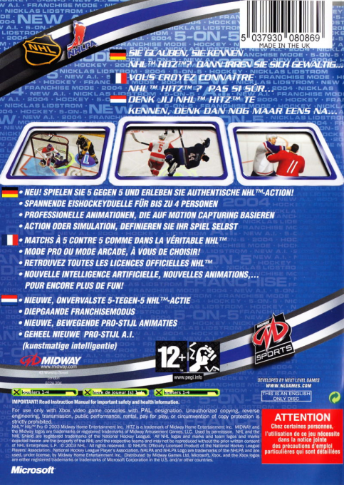 NHL Hitz Pro — box-2D-back (EU)