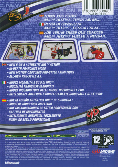 NHL Hitz Pro — box-2D-back (AU)