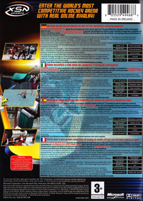 NHL Rivals 2004 — box-2D-back (EU)
