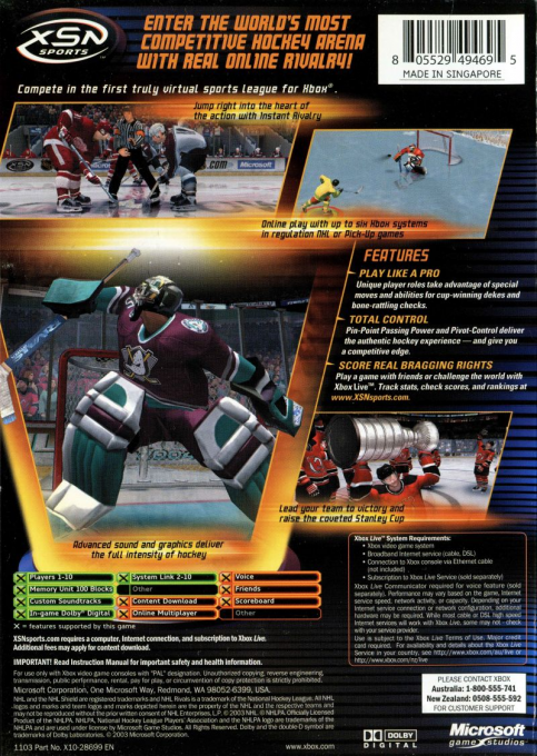 NHL Rivals 2004 — box-2D-back (AU)