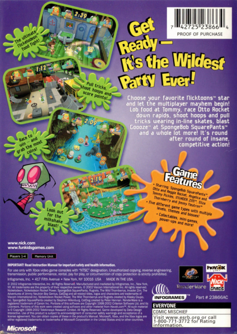 Nickelodeon Party Blast — box-2D-back (US)