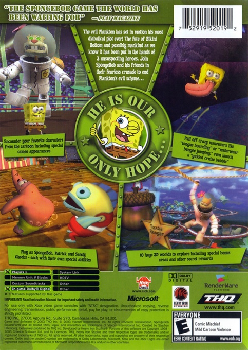 SpongeBob Squarepants - Battle For Bikini Bottom — box-2D-back (US)