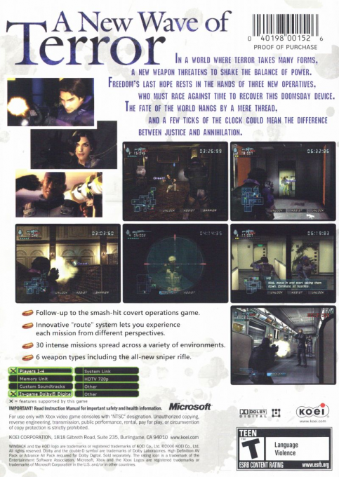 Operation WinBack 2 - Project Poseidon — box-2D-back (US)
