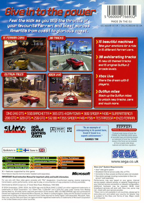 OutRun 2006 - Coast 2 Coast — box-2D-back (EU)