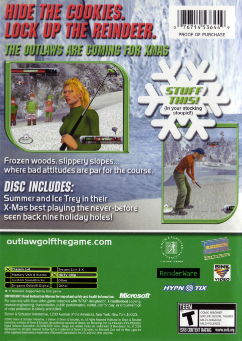 Outlaw Golf - 9 More Holes Of X-mas — box-2D-back (US)