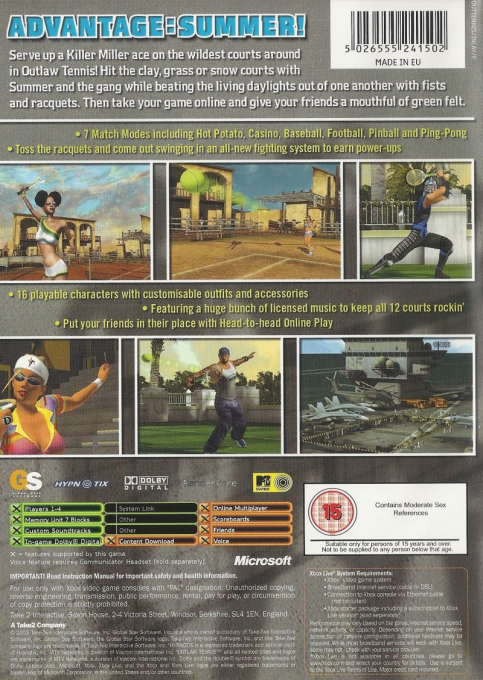 Outlaw Tennis — box-2D-back (UK)