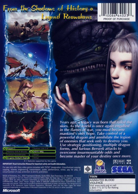 Panzer Dragoon Orta — box-2D-back (US)