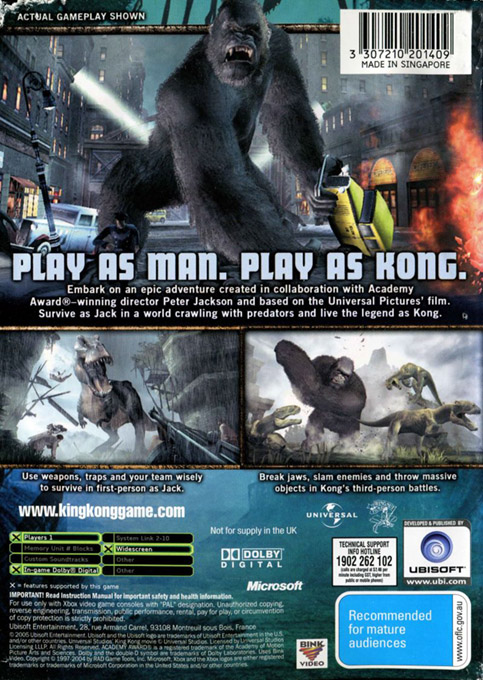 Peter Jackson's King Kong - The Official Game Of The Movie — box-2D-back (AU)