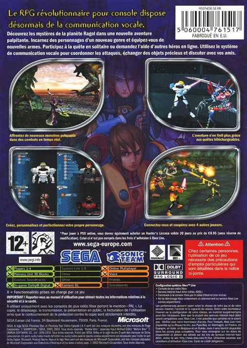 Phantasy Star Online Episode 1 And 2 — box-2D-back (FR)