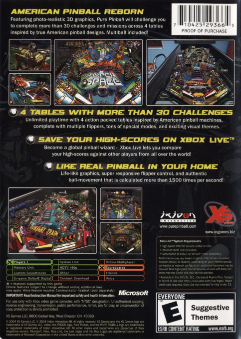 Pure Pinball — box-2D-back (US)