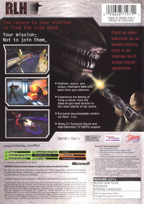 Run Like Hell — box-2D-back (US)