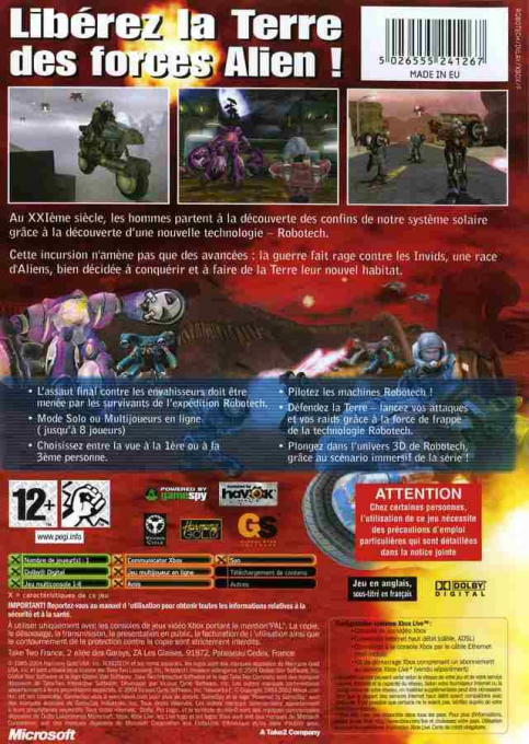 Robotech - Invasion — box-2D-back (FR)