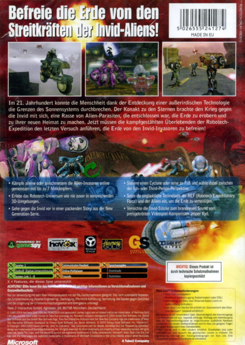 Robotech - Invasion — box-2D-back (DE)