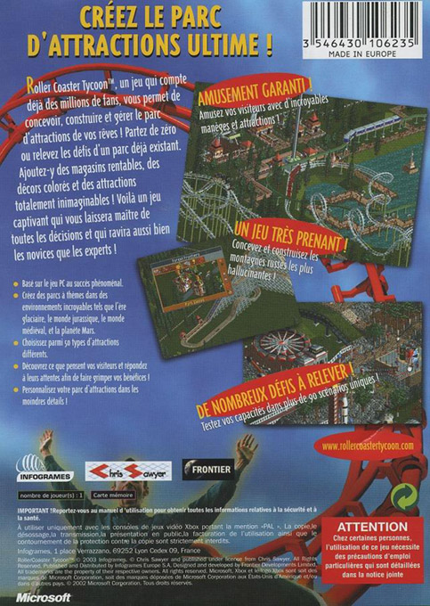 Rollercoaster Tycoon — box-2D-back (FR)