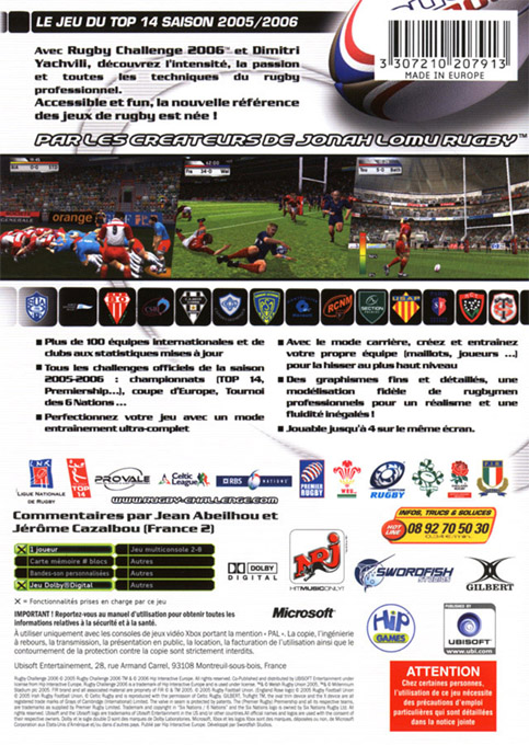Rugby Challenge 2006 — box-2D-back (FR)