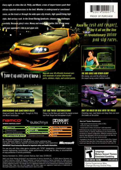 Street Racing Syndicate — box-2D-back (US)
