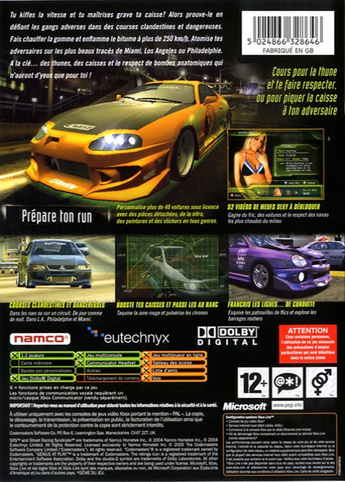 Street Racing Syndicate — box-2D-back (FR)