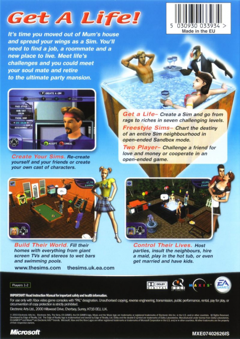 Sims, The — box-2D-back (UK)