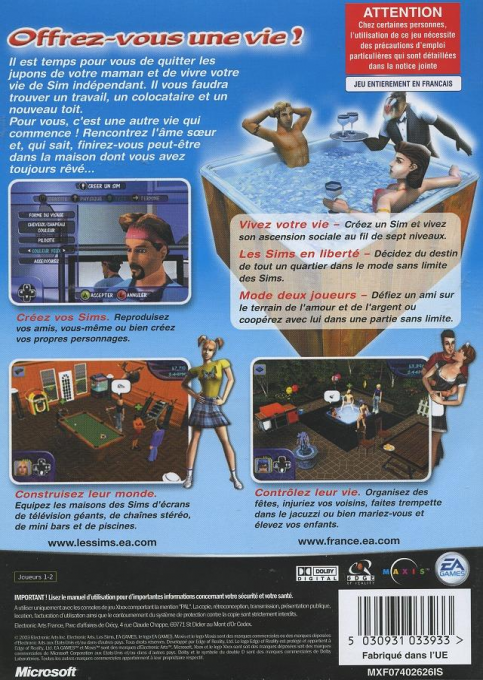 Sims, The — box-2D-back (FR)