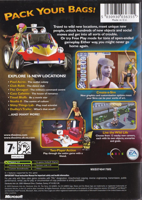 Sims, The - Bustin' Out — box-2D-back (UK)