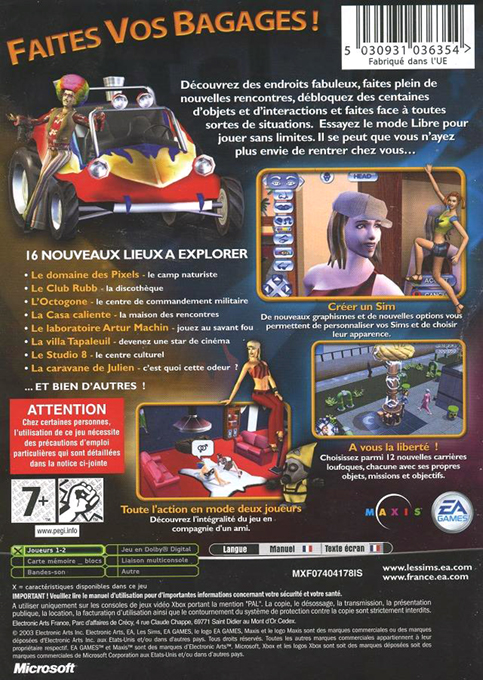Sims, The - Bustin' Out — box-2D-back (FR)
