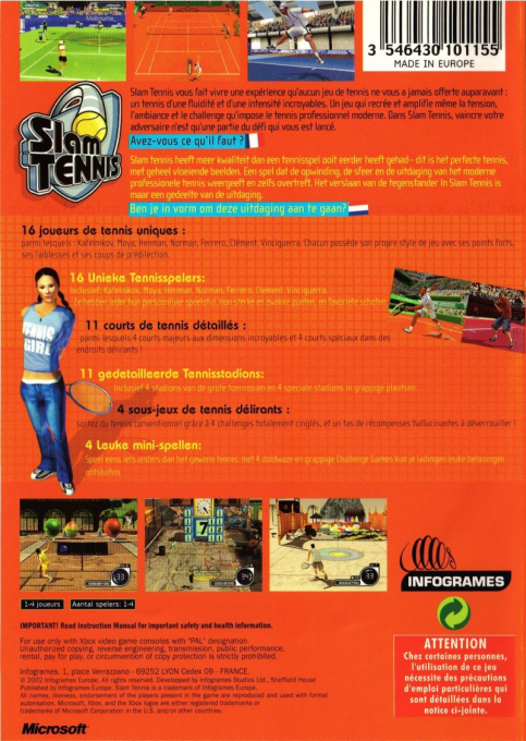 Slam Tennis — box-2D-back (FR)