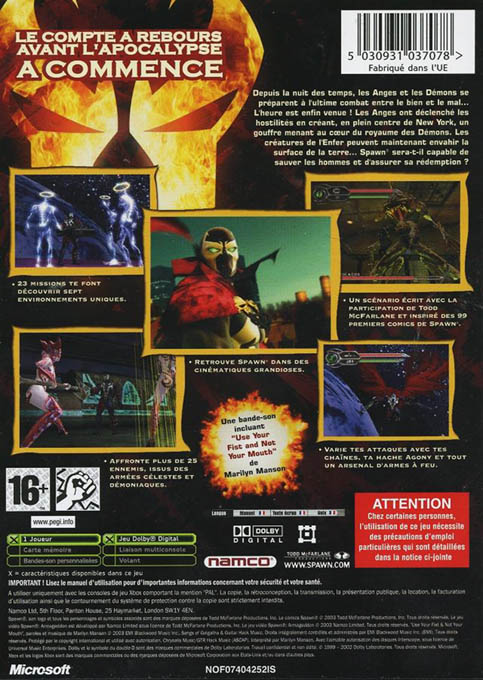 Spawn - Armageddon — box-2D-back (FR)