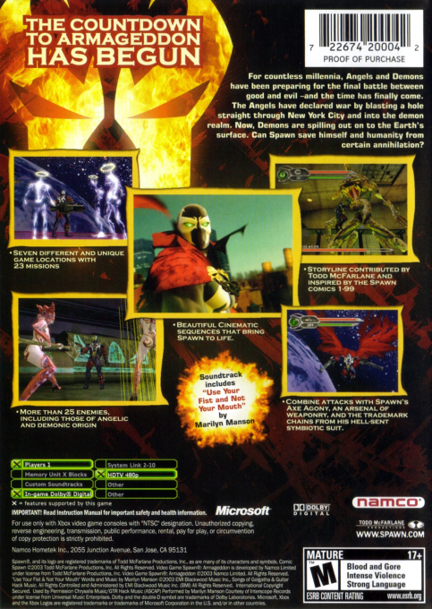 Spawn - Armageddon — box-2D-back (US)