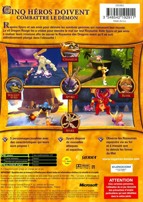 Spyro - A Hero's Tail — box-2D-back (FR)
