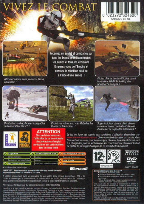 Star Wars Battlefront — box-2D-back (FR)