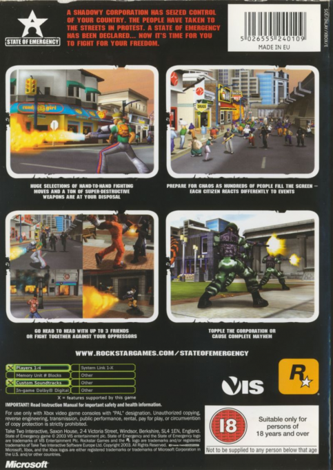 State Of Emergency — box-2D-back (UK)