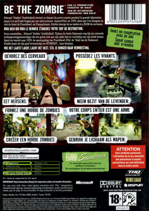 Stubbs The Zombie In Rebel Without A Pulse — box-2D-back (FR)