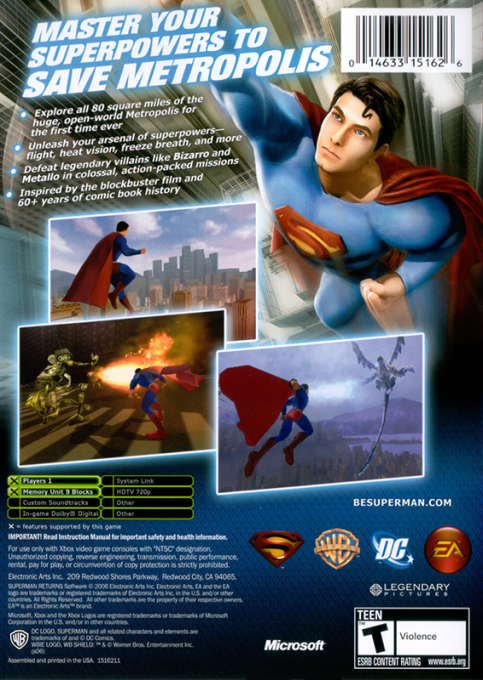 Superman Returns — box-2D-back (US)