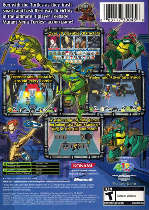 TMNT - Mutant Melee — box-2D-back (US)