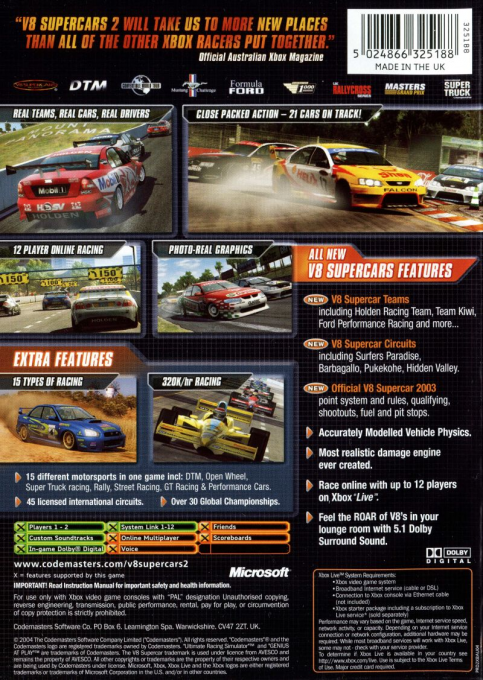 Toca Race Driver 2 - Ultimate Racing Simulator — box-2D-back (AU)
