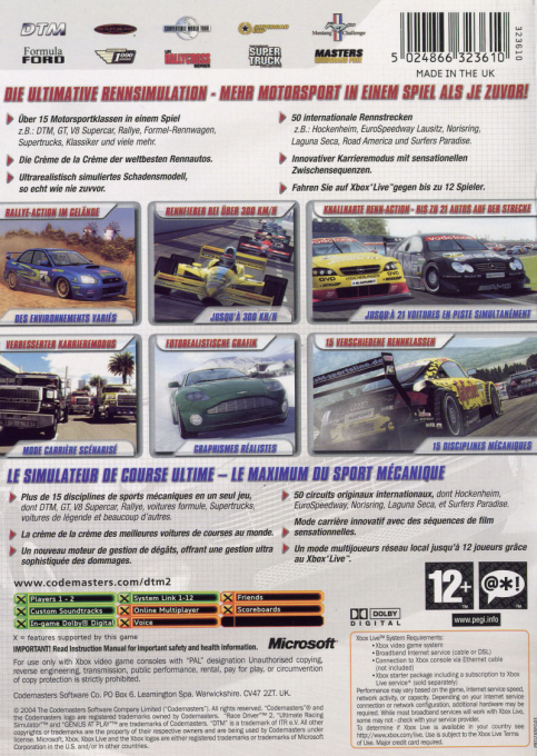 Toca Race Driver 2 - Ultimate Racing Simulator — box-2D-back (DE)