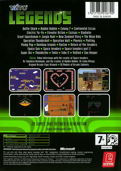 Taito Legends — box-2D-back (EU)